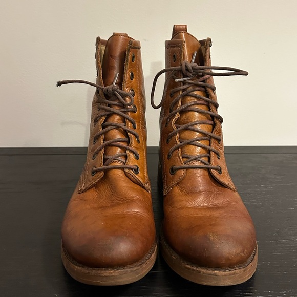 Frye Veronica Combat Boot Brown Lace Up #3476276 Women’s Size 7.5 B - Picture 3 of 11